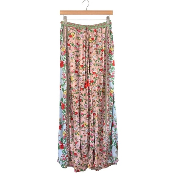 Tulle & Batiste Hosannah Culottes Floral Wide Leg Boho Ankle Pant Lotus M / L - Picture 5 of 16